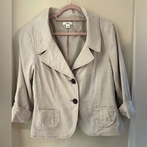 Cato Linen Blend  Beige Blazer with Button Detail